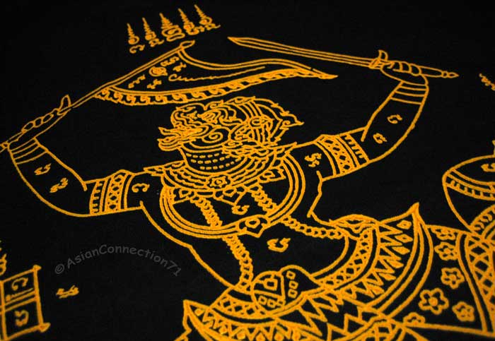 Thai Yellow HANUMAN Monkey God RAISED TATTOO T-shirt L For Sale
