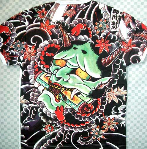 ONI Devil Japanese IREZUMI Tattoo SHORT Sleeve Shirt M